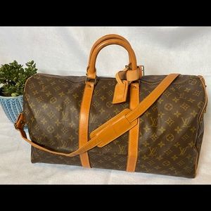Auth Louis Vuitton Keepall 50 Bandolier Bag